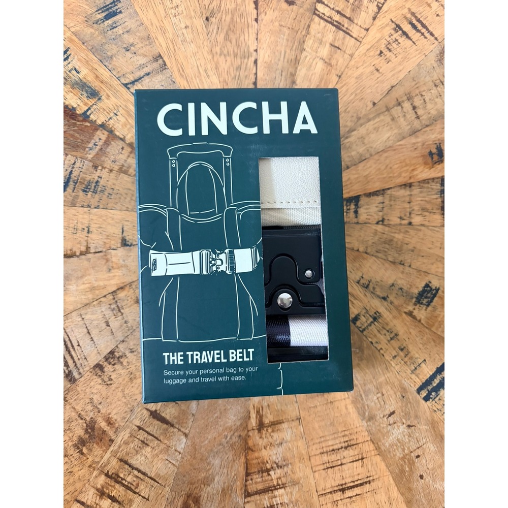 Cincha The Travel Belt Luggage Strap Herringbone Cream Black Adjustable 45 inch